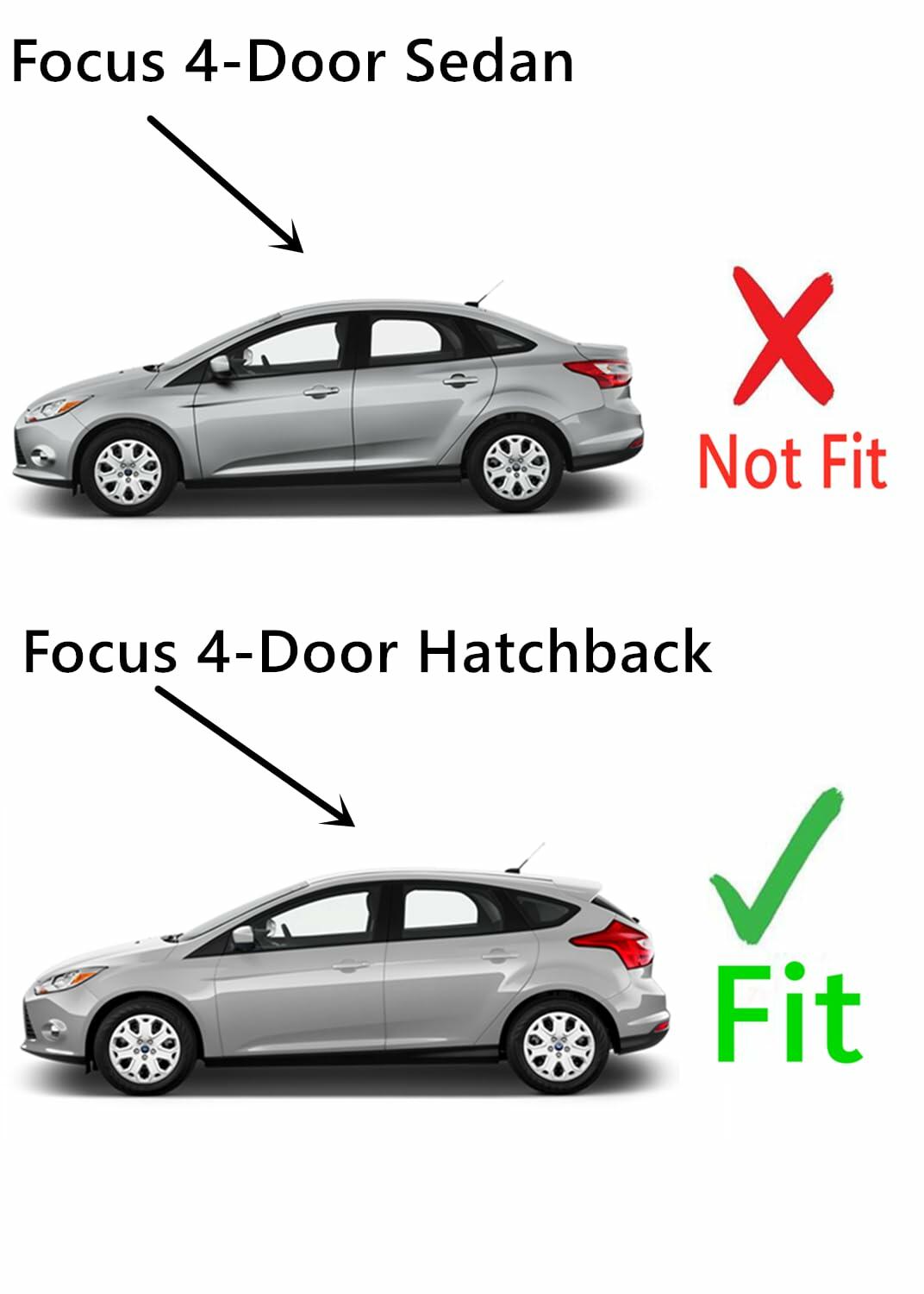 Heated Back Window Back Glass Compatible with Ford Focus 2012-2014 4 Door Hatchback Models