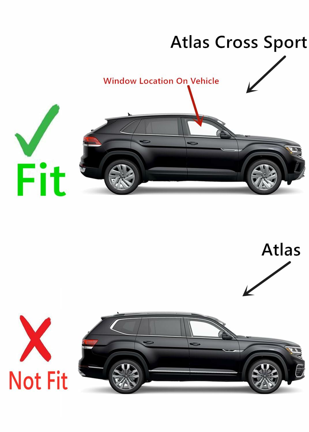 Tempered Passenger Right Side Front Door Window Door Glass Compatible with Volkswagen Atlas Cross Sport 2020-2026 Models