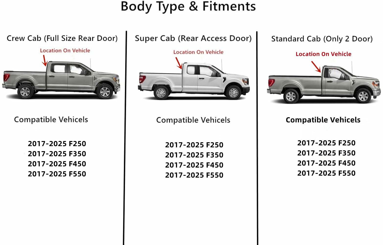 Stationary Heated Rear Back Window Back Glass Compatible with Ford F250 F350 F450 F550 2017-2026 Models (Not For F150, F650,Or F750)