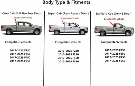 Stationary Heated Rear Back Window Back Glass Compatible with Ford F250 F350 F450 F550 2017-2026 Models (Not For F150, F650,Or F750)