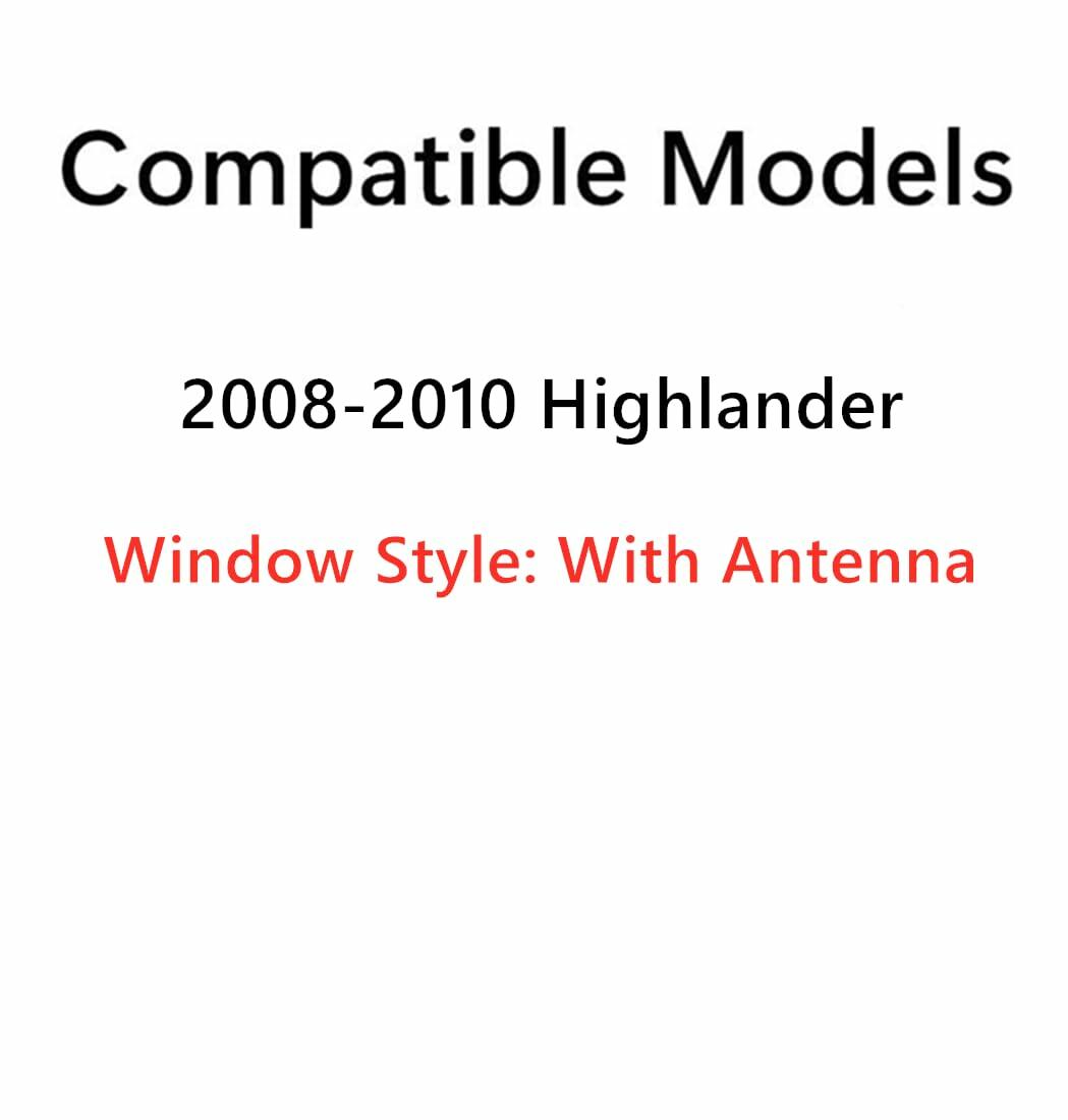 Tempered w/Antenna Passenger Right Side Quarter Window Quarter Glass Compatible with Toyota Highlander 2008-2010 Models