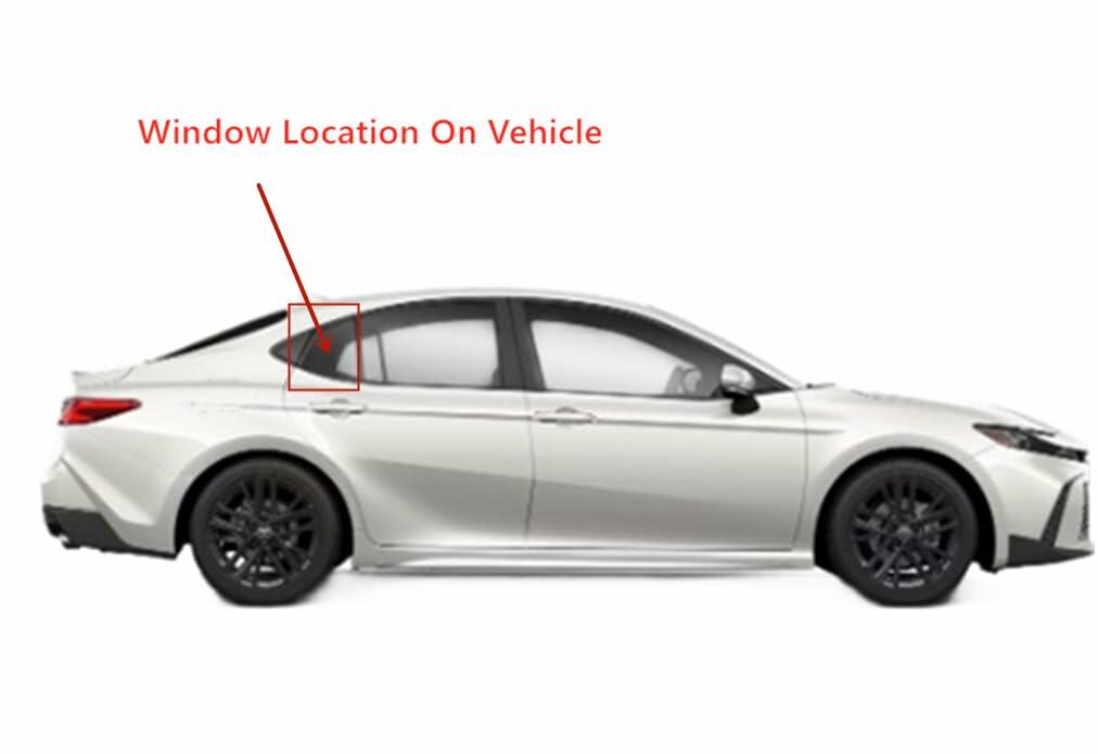Tempered Passenger Right Side Rear Vent Window Vent Glass Compatible with Toyota Camry 2025-2026 Models Glass Only
