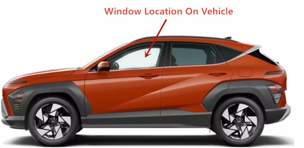 Tempered Driver Left Side Front Door Window Door Glass Compatible with Hyundai Kona / Kona Electric 2024-2026 Models