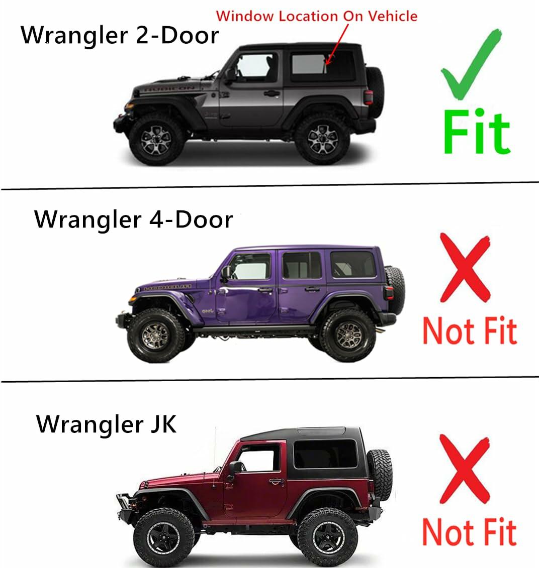 Laminated Driver Left Side Quarter Window Quarter Glass Compatible with Jeep Wrangler 2-Door 2018-2026 Models
