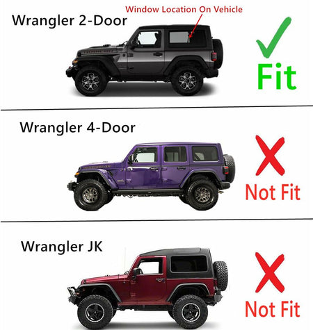 Laminated Driver Left Side Quarter Window Quarter Glass Compatible with Jeep Wrangler 2-Door 2018-2026 Models