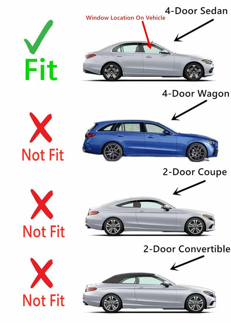 Tempered Passenger Right Side Front Door Window Door Glass Compatible with Mercedes Benz C-Class C200 C300 C43AMG C63AMG 4-Door Sedan 2022-2026 Models