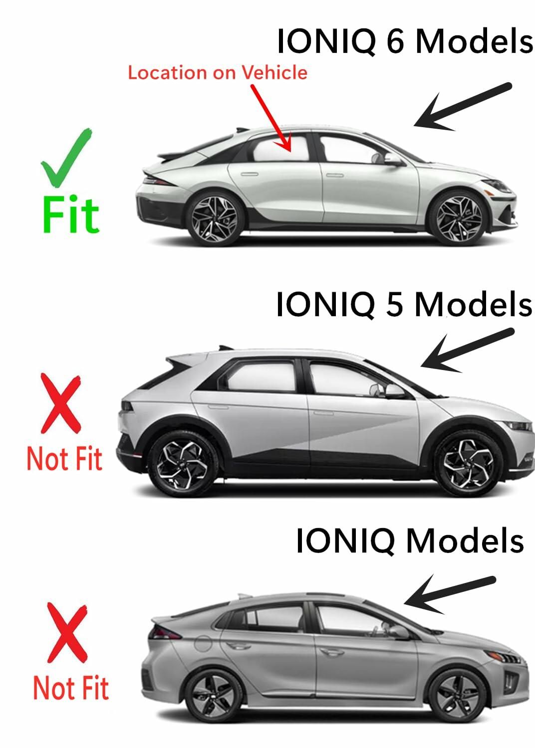 Laminated Passenger Right Side Rear Door Window Door Glass Compatible with Hyundai IONIQ 6 2023-2025 Models (Not for IONIQ or IONIQ 5)