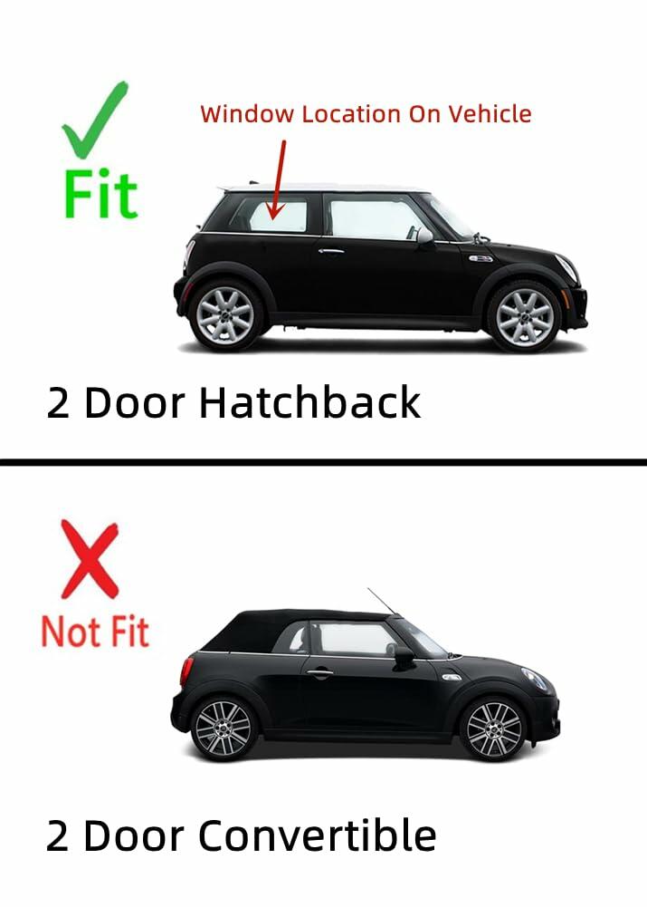 Passenger Right Side Quarter Window Quarter Glass Compatible with Mini Cooper 2 Door Hatchback 2002-2006 Models