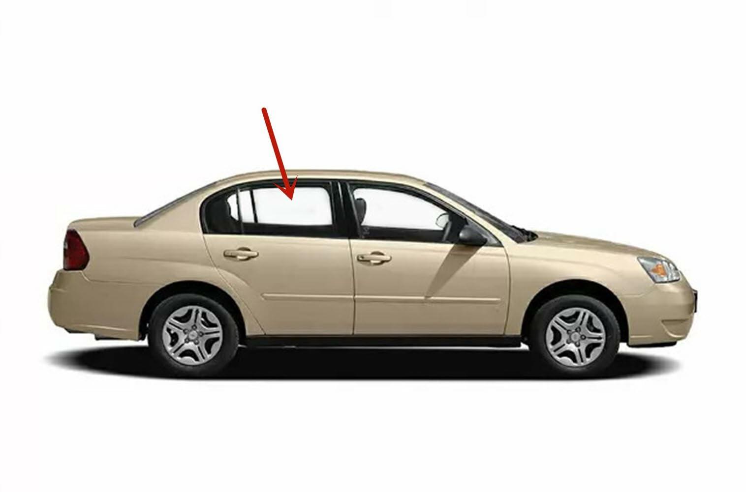 Passenger Right Side Rear Door Window Door Glass Compatible with Chevrolet Malibu 2004-2007 / Malibu Classic 2008 4 Door Sedan Models