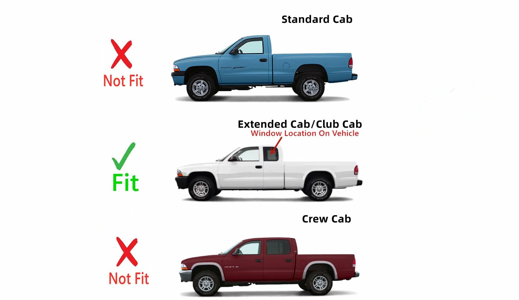 Driver Left Side Rear Quarter Window Quarter Glass Compatible with Dodge Dakota Pickup 2 Door Club Cab 1997-2004 Models