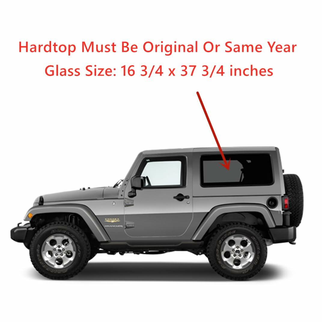 Driver Left Side Quarter Window Quarter Glass Compatible with Jeep Wrangler 2011-2017 / Wrangler JK 2018 2-Door Utility Models