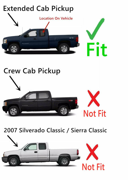 Movable Driver Left Side Quarter Window Quarter Glass Compatible with Chevrolet Silverado/GMC Sierra 1500 2500 3500 Extended Cab 2007-2013 Models (Not For Classic Models)