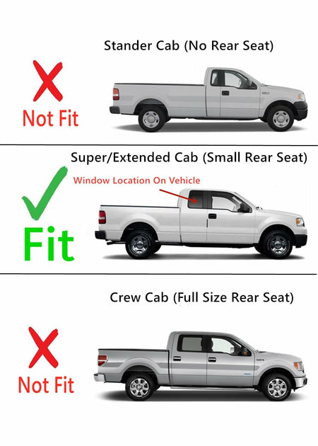 Passenger Right Side Rear Access Door Quarter Window Quarter Glass Compatible with Ford F150 2 Door Super Cab 2004-2014 Models