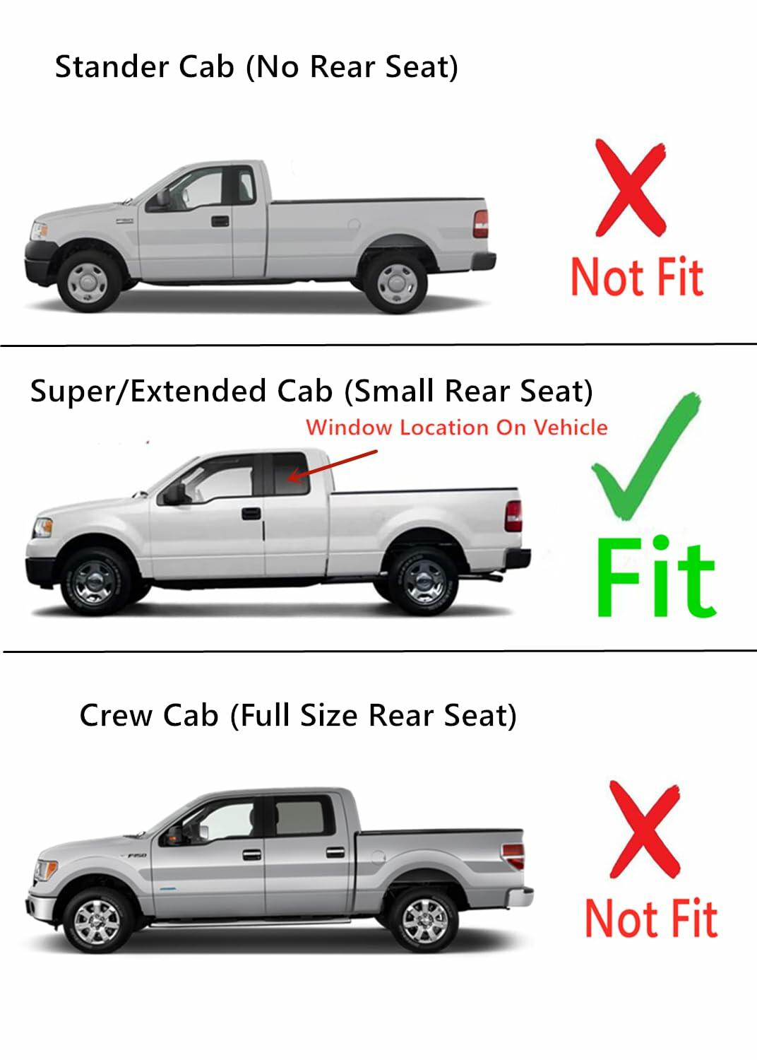 Driver Left Side Rear Access Door Quarter Window Quarter Glass Compatible with Ford F150 2 Door Super Cab 2004-2014 Models