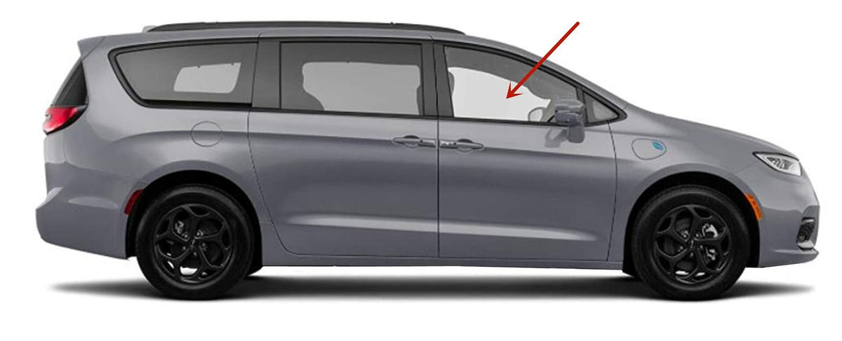 Tempered Passenger Right Side Front Door Window Door Glass Compatible with Chrysler Pacifica / Voyager 2017-2026 Models