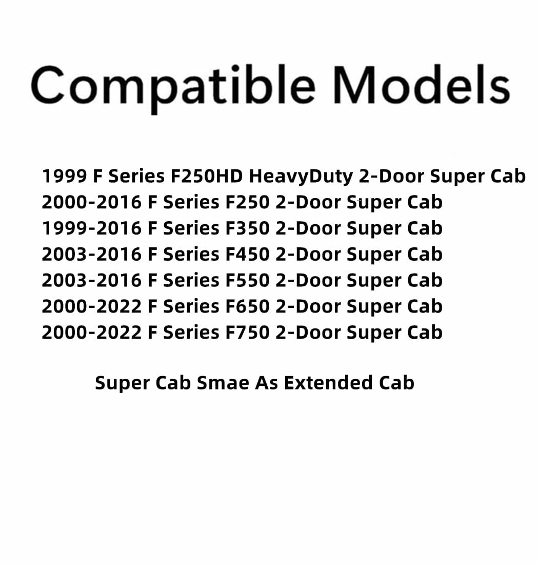 Movable Passenger Right Side Rear Access Door Quarter Glass Quarter Window Compatible with Ford F250 F350 F650 F750 F450 F550 Pickup 2 Door Super Cab 2000-2016 Models