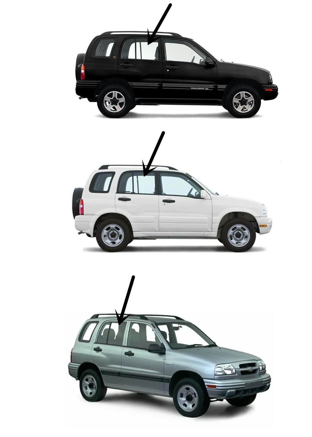 Clear Tempered Passenger Right Side Rear Door Window Door Glass Compatible with Chevrolet Tracker / Suzuki Vitara / Suzuki Grand Vitara 1999-2005 Models (Not For Grand Vitara XL-7)