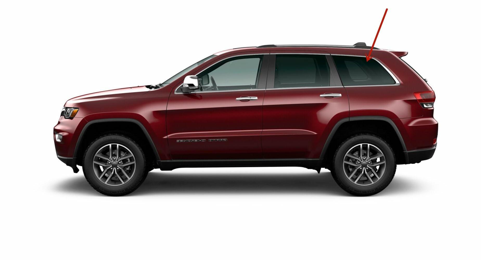 OE Platinum Moulding W/ Antenna Style Privacy Driver Left Side Quarter Window Glass Compatible with Jeep Grand Cherokee 2017-2021 / Grand Cherokee WK 2022 Models (Not For Cherokee or Grand Cherokee L)