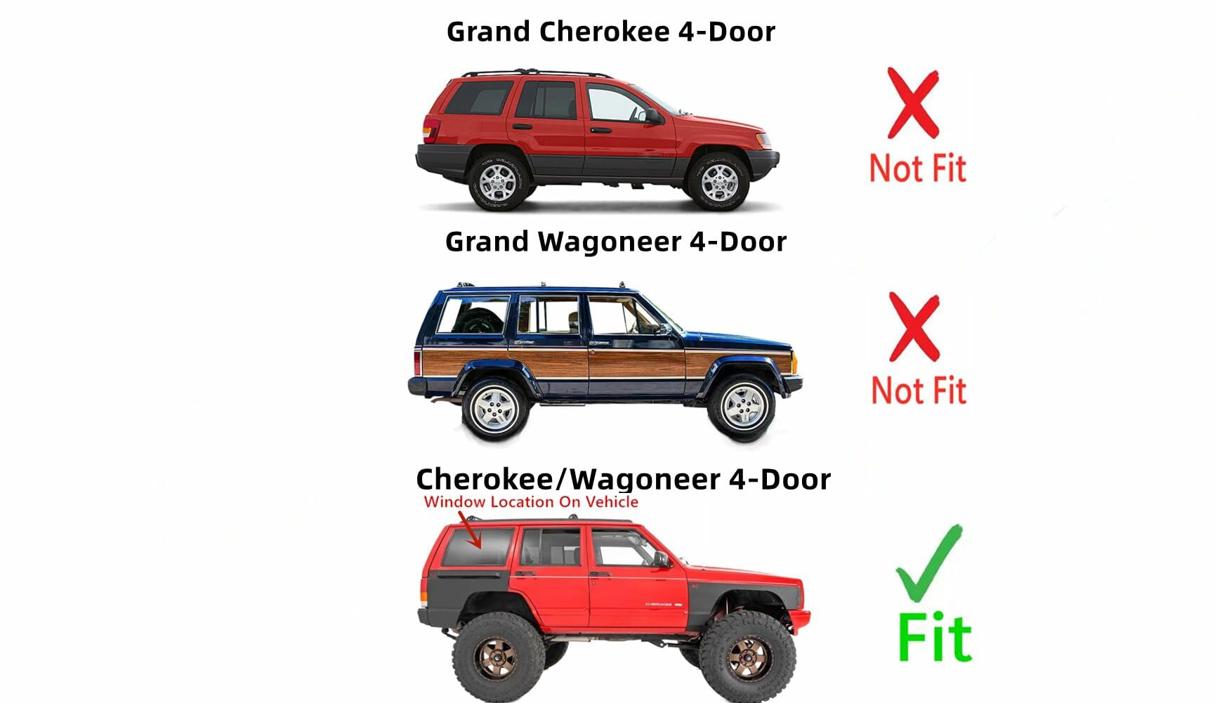 Stationary Passenger Right Side Quarter Window Quarter Glass Compatible with Jeep Cherokee/Jeep Wagoneer 1984-2001 Models