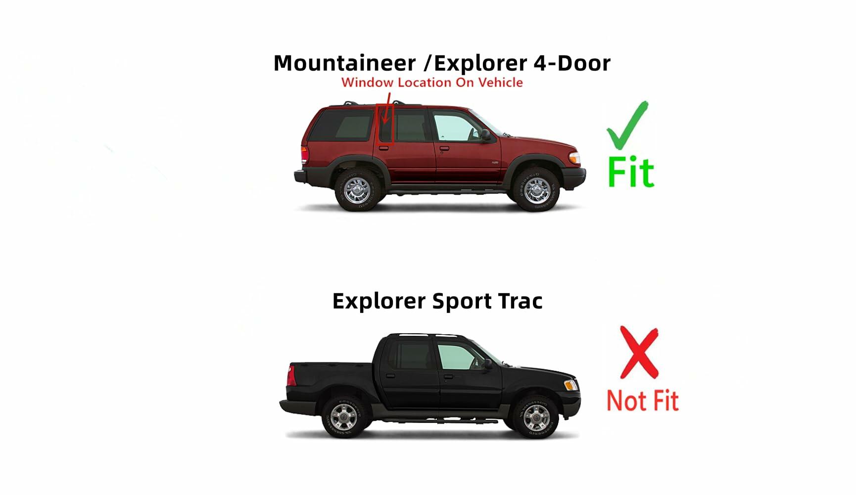 Passenger Right Side Rear Vent Window Vent Glass Compatible with Ford Explorer 1991-2001 / Mercury Mountaineer 1997-2001 4-Door Models