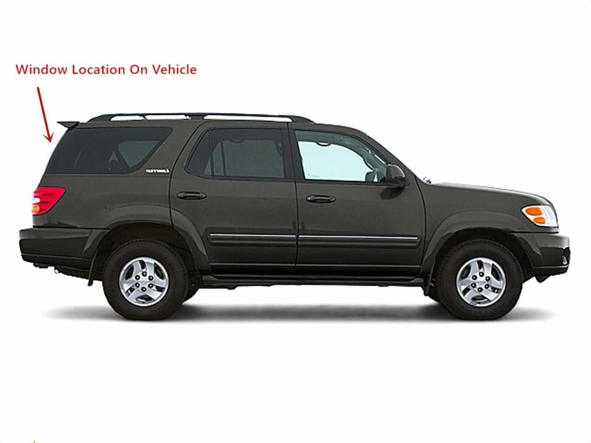 NAGD Power Drop Down Back Tailgate Window, Heated, Compatible with Toyota Sequoia 2001-2007, Dark Gray/Black (Factory Privacy Tinted), Tempered Glass, SUV, Rear