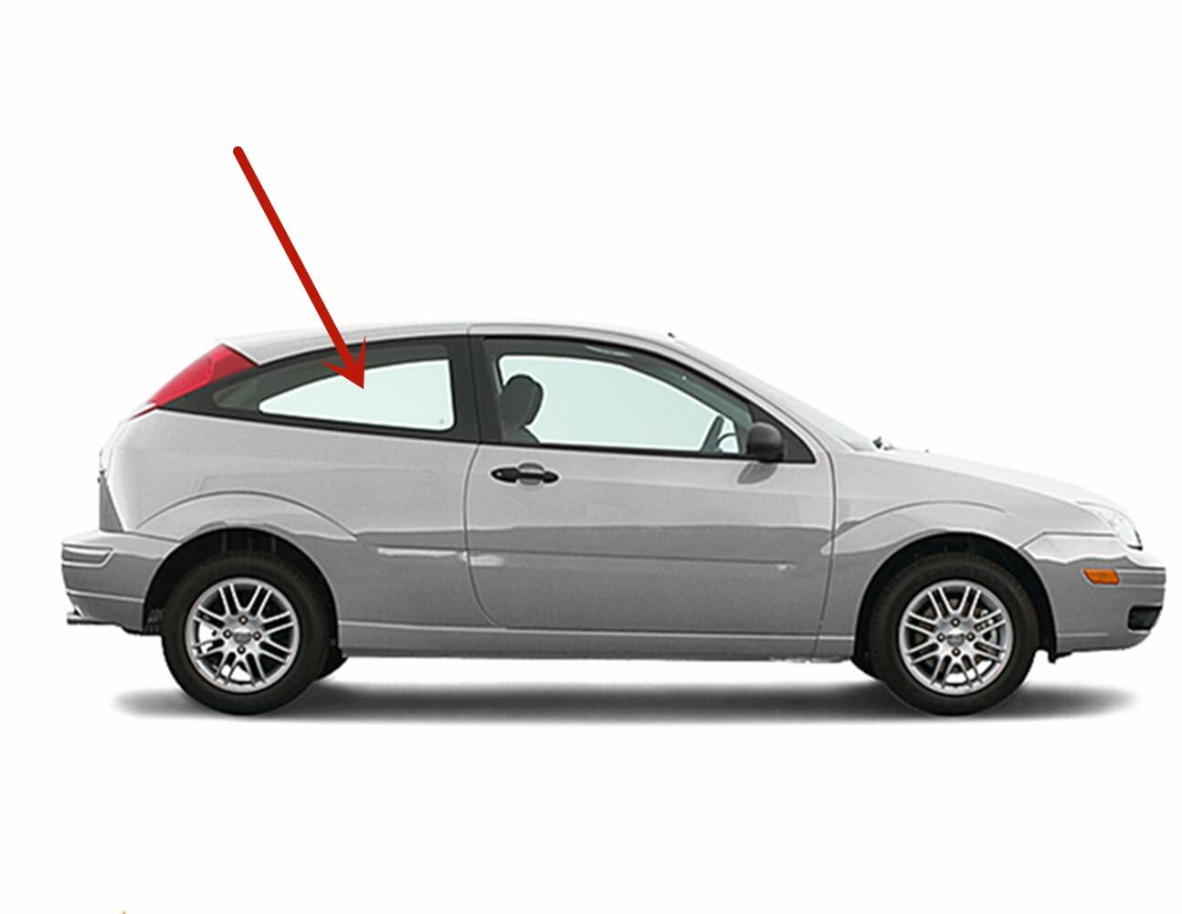 Passenger Right Side Quarter Glass Quarter Window Compatible with Ford Focus 2 Door Hatchback 2000-2007 Models