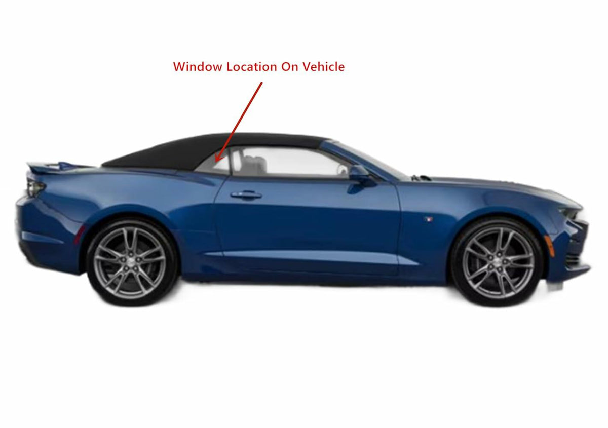 Tempered Passenger Right Side Quarter Window Quarter Glass Compatible with Chevrolet Camaro 2 Door Convertible 2016-2024 Models (Not for Coupe Models)