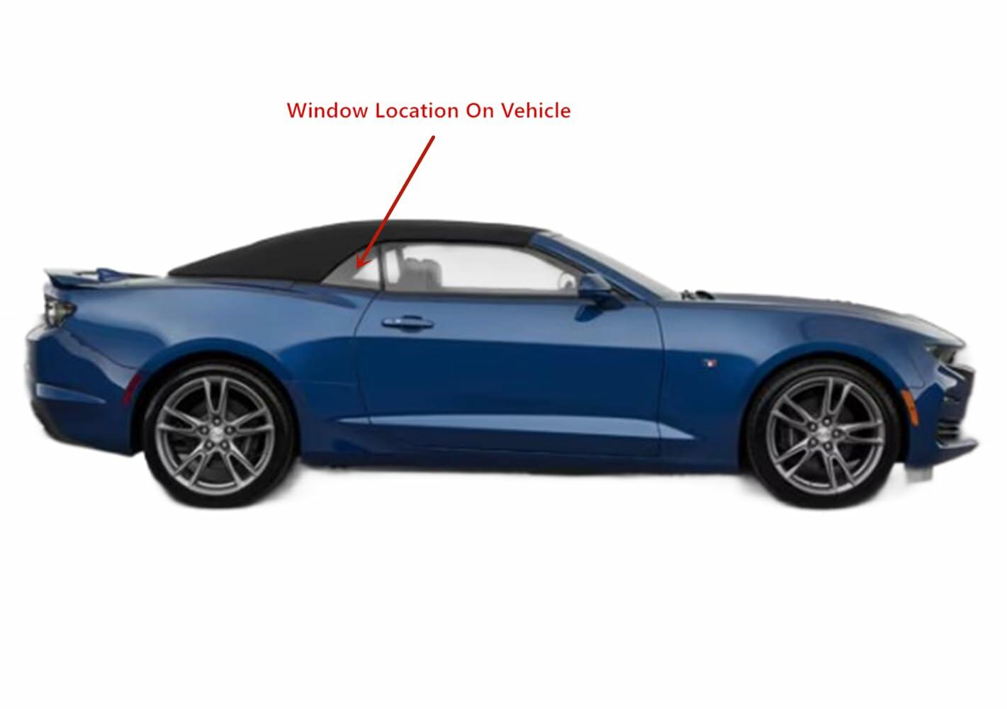 Tempered Passenger Right Side Quarter Window Quarter Glass Compatible with Chevrolet Camaro 2 Door Convertible 2016-2024 Models (Not for Coupe Models)