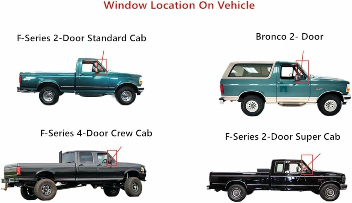 Passenger Right Side Front Vent Window Vent Glass Compatible with Ford Bronco/F150/F250/F350 1992-1997 Models
