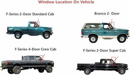 Passenger Right Side Front Vent Window Vent Glass Compatible with Ford Bronco/F150/F250/F350 1992-1997 Models