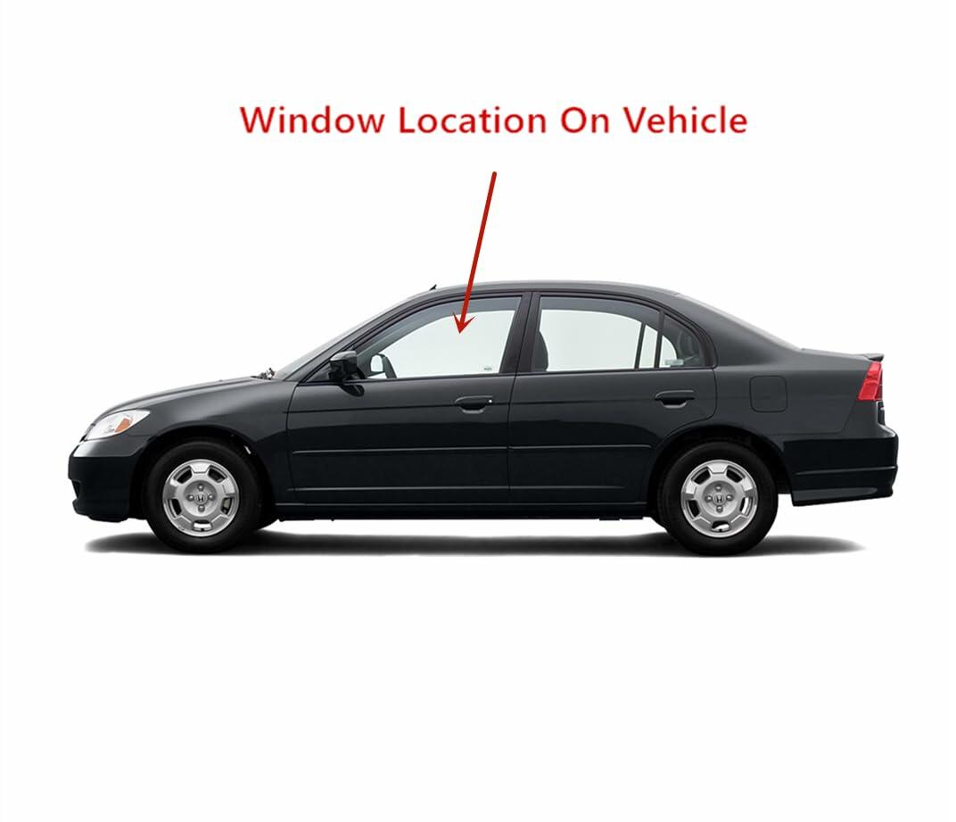 Driver Left Side Front Door Window Door Glass Compatible with Honda Civic 4 Door Sedan 2001-2005 Models