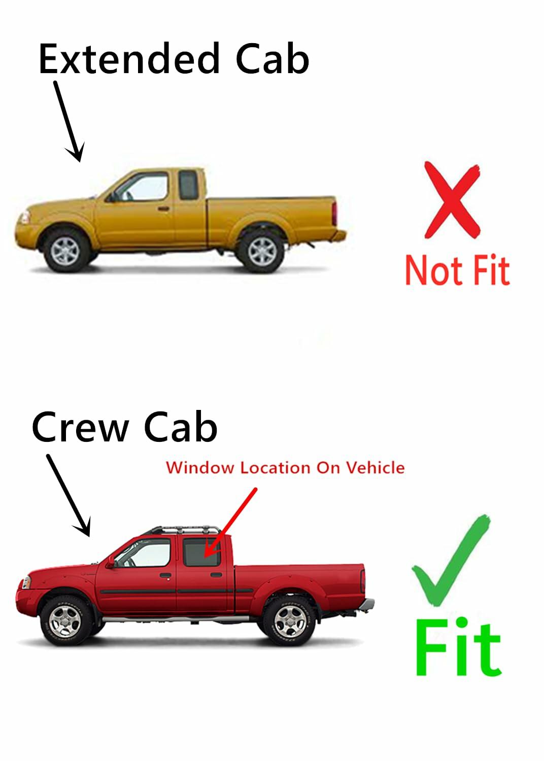 Driver Left Side Rear Door Window Door Glass Compatible with Nissan Frontier Pickup 4 Door Crew 2000-2004 Models