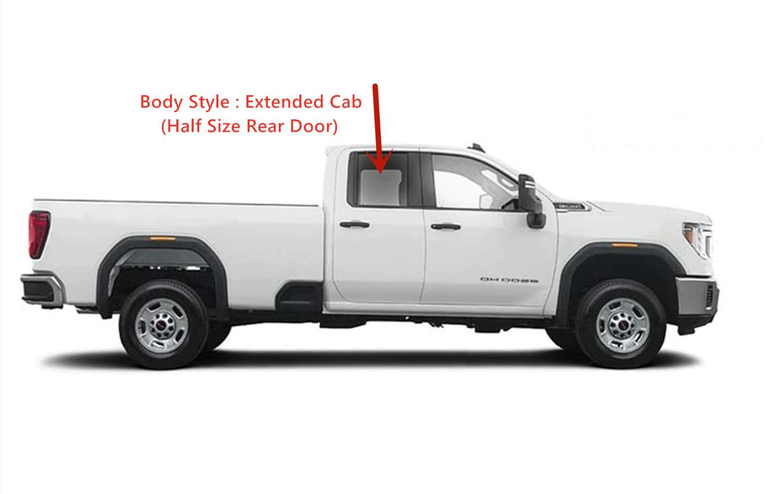 Passenger Right Side Rear Door Window Door Glass Compatible with Chevrolet Silverado 2500/3500 2020-2026 GMC Sierra 2500/3500 2020-2026 4-Door Extended Cab Pickup (Half Size Rear Door) Models