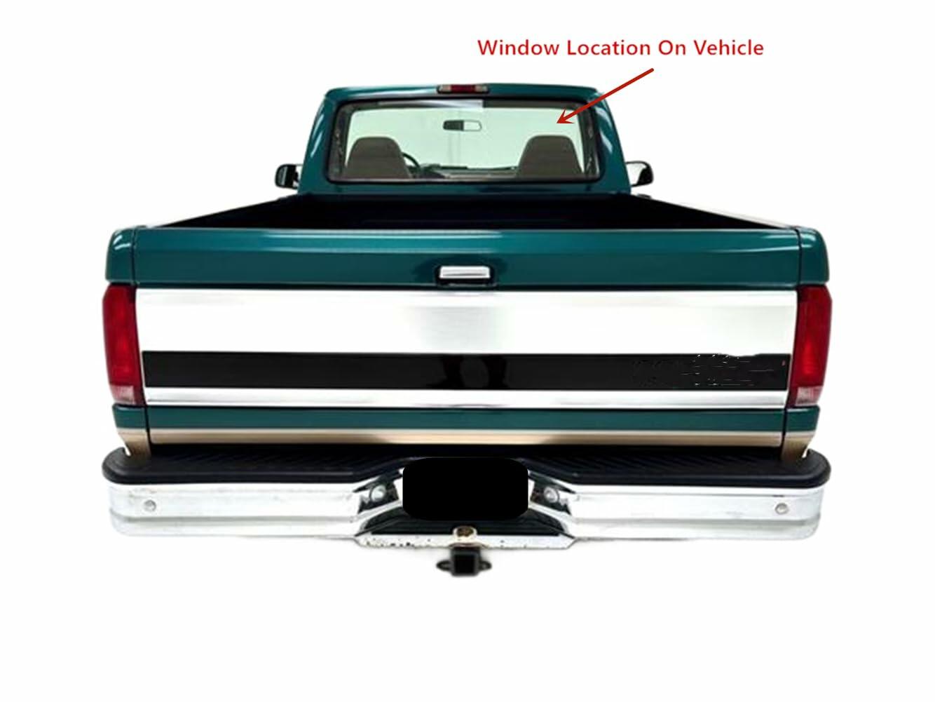 Stationary Back Window Back Glass Compatible with Ford F-Super Duty F250HD(Heavy Duty) F350 F450 1980-1997/ F100 F150 F250 1980-1996 / F600 F700 F800 1980-1999 Models Pickup