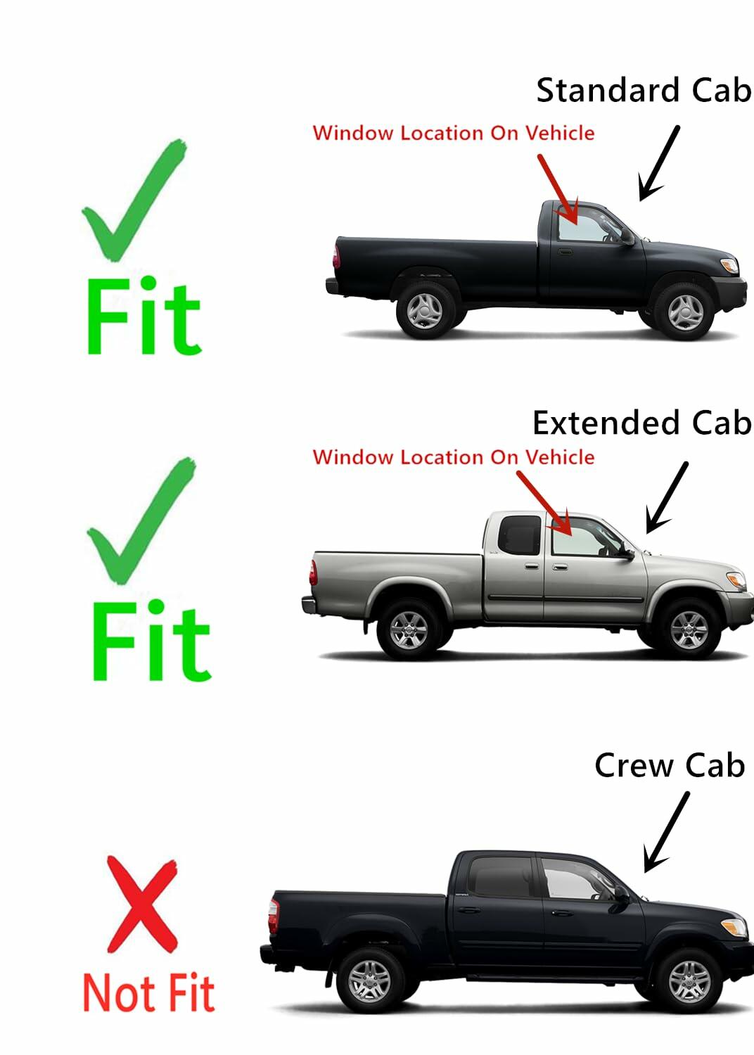 Passenger Right Side Door Window Door Glass Compatible with Toyota Tundra Pickup Extended/Standard Cab 2000-2006 Models