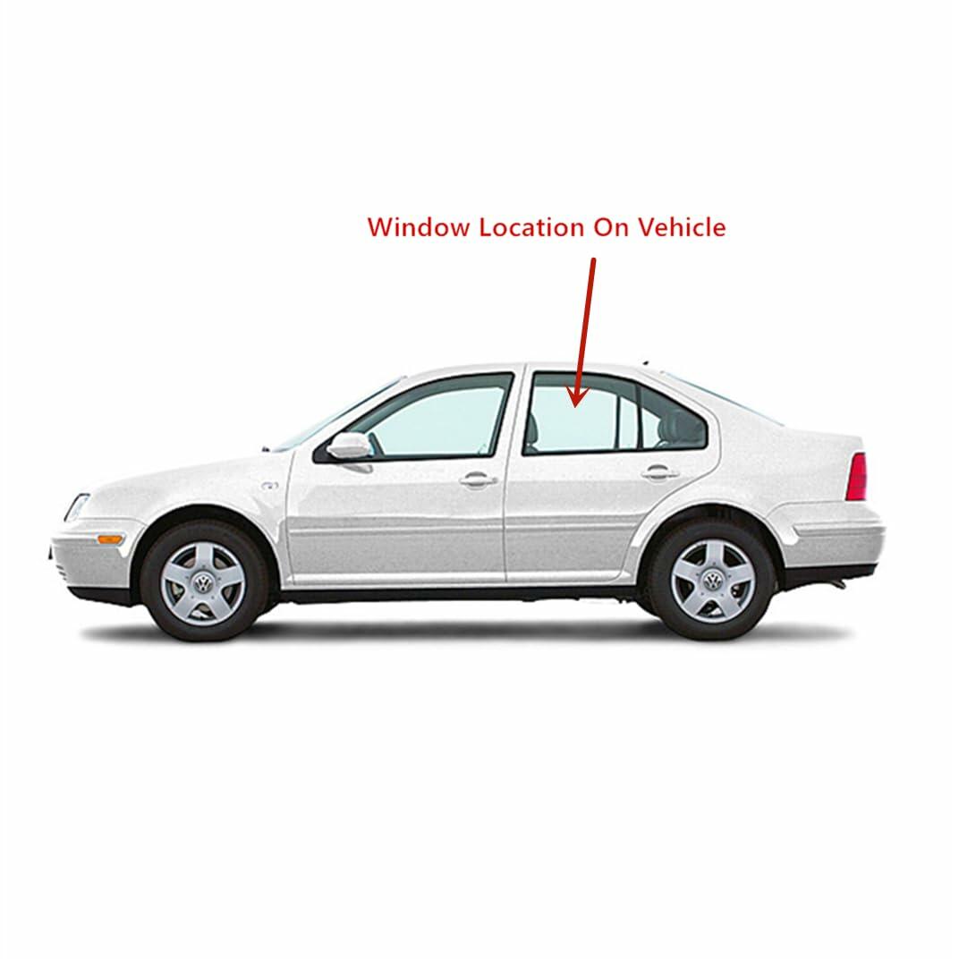 Driver Left Side Rear Door Window Door Glass Compatible with Volkswagen Jetta 2000-2005 / Jetta New 1999 4 Door Sedan Models (Not For Wgaon Or 2005 New Jetta)