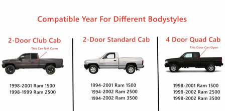 Manual Sliding Back Window Glass Back Slider Compatible with Dodge Ram 1500 Pickup 1994-1997 2 Door Standard Cab Models Only / 1500 1998-2001 All Models / 2500 3500 1994-2002 All Models