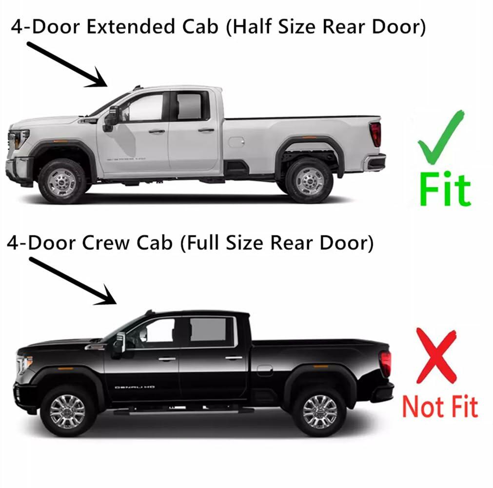 Driver Left Side Rear Door Window Door Glass Compatible with Chevrolet Silverado 2500/3500 2020-2026 GMC Sierra 2500/3500 2020-2026 4-Door Extended Cab Pickup (Half Size Rear Door) Models