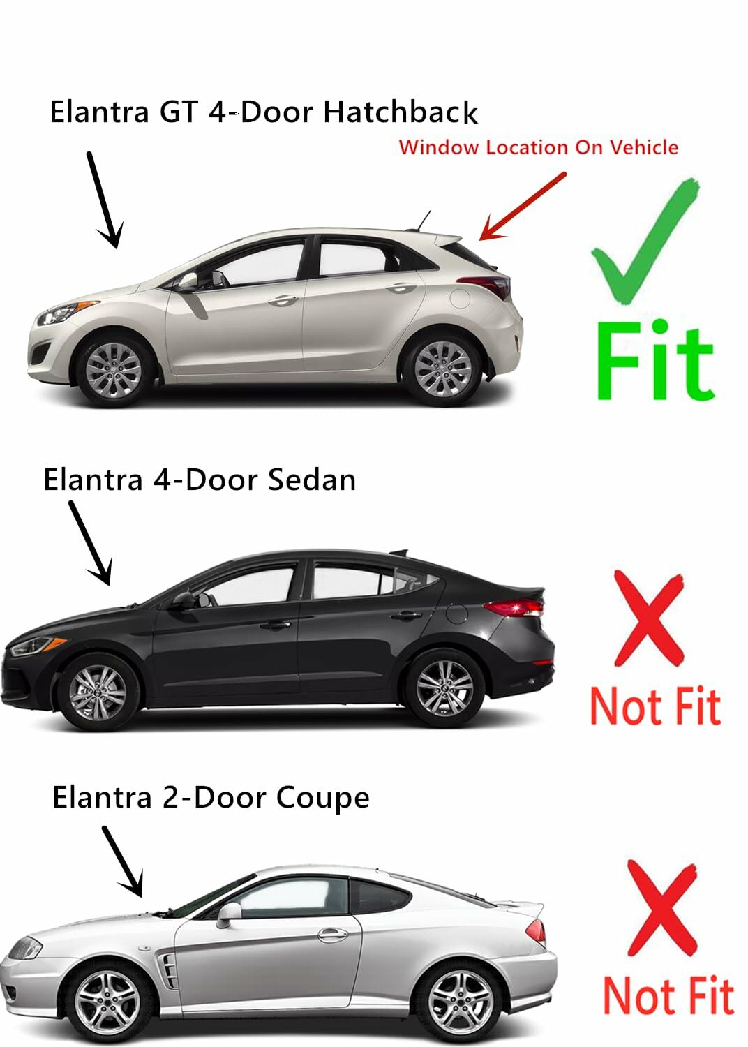Heated Back Tailgate Window Back Glass Compatible with Hyundai Elantra GT 2013-2017 Models