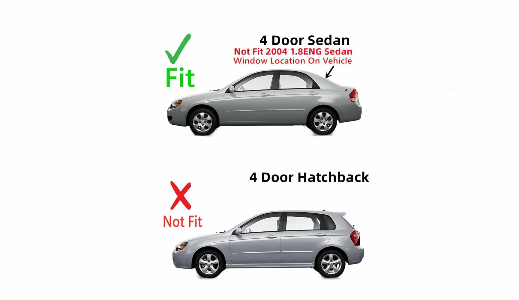 Heated Back Window Back Glass Compatible with Kia Spectra 4 Door Sedan 2005-2009 / Spectra 20.L ENG 4 Door Sedan 2004 Models