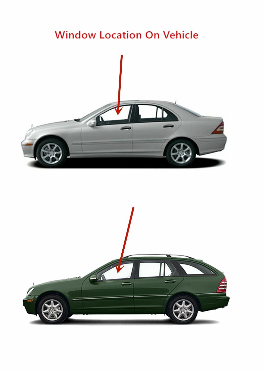Driver Left Side Front Door Window Door Glass Compatible with Mercedes Benz C230 / C240 / C32 AMG / C320 / C55 AMG 4 Door Sedan/Wagon 2001-2005 Models