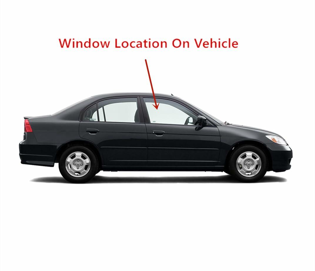 Passenger Right Side Front Door Window Door Glass Compatible with Honda Civic 4 Door Sedan 2001-2005 Models