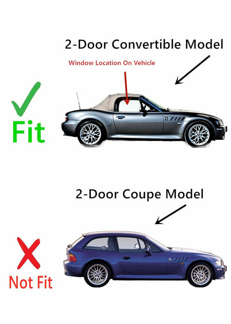 Passenger Right Side Door Window Door Glass Compatible with BMW Z3 2 Door Convertible 1996-2002 Models