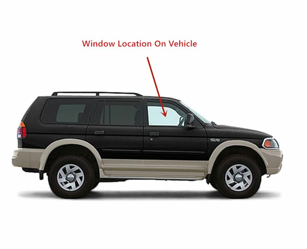 Passenger Right Side Front Door Window Door Glass Compatible with Mitsubishi Montero 2001-2006 Models
