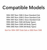 Manual Sliding Back Window Glass Back Slider Compatible with Dodge Ram 1500 Pickup 1994-1997 2 Door Standard Cab Models Only / 1500 1998-2001 All Models / 2500 3500 1994-2002 All Models