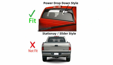 Heated Power Drop Down Style Back Window Back Glass Compatible with Toyota Tundra Pickup 4 Door Crew Cab 2004-2006 Models