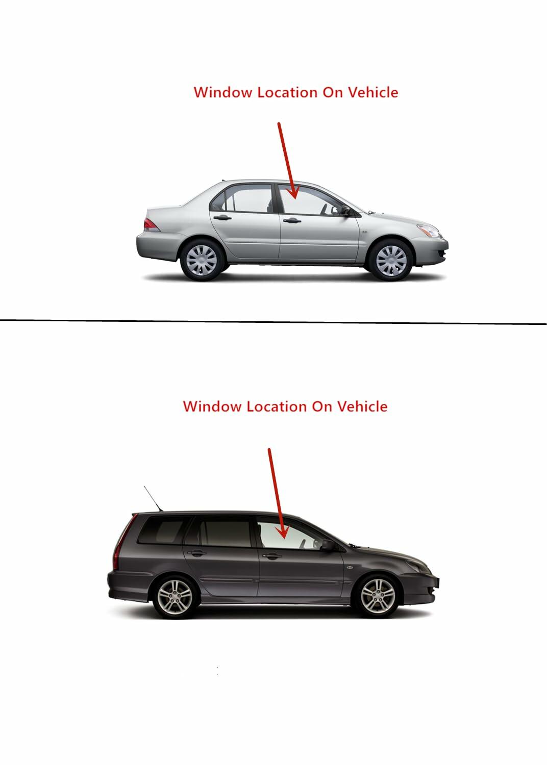 Passenger Right Side Front Door Window Door Glass Compatible with Mitsubishi Lancer 2002-2007 Models
