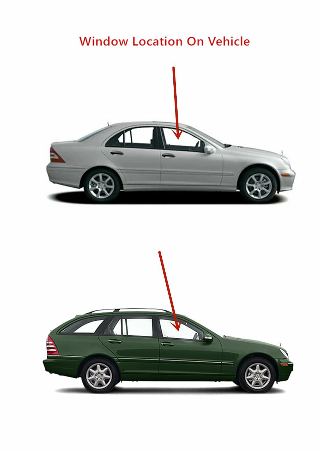 Passenger Right Side Front Door Window Door Glass Compatible with Mercedes Benz C230 / C240 / C32 AMG / C320 / C55 AMG 4 Door Sedan/Wagon 2001-2005 Models