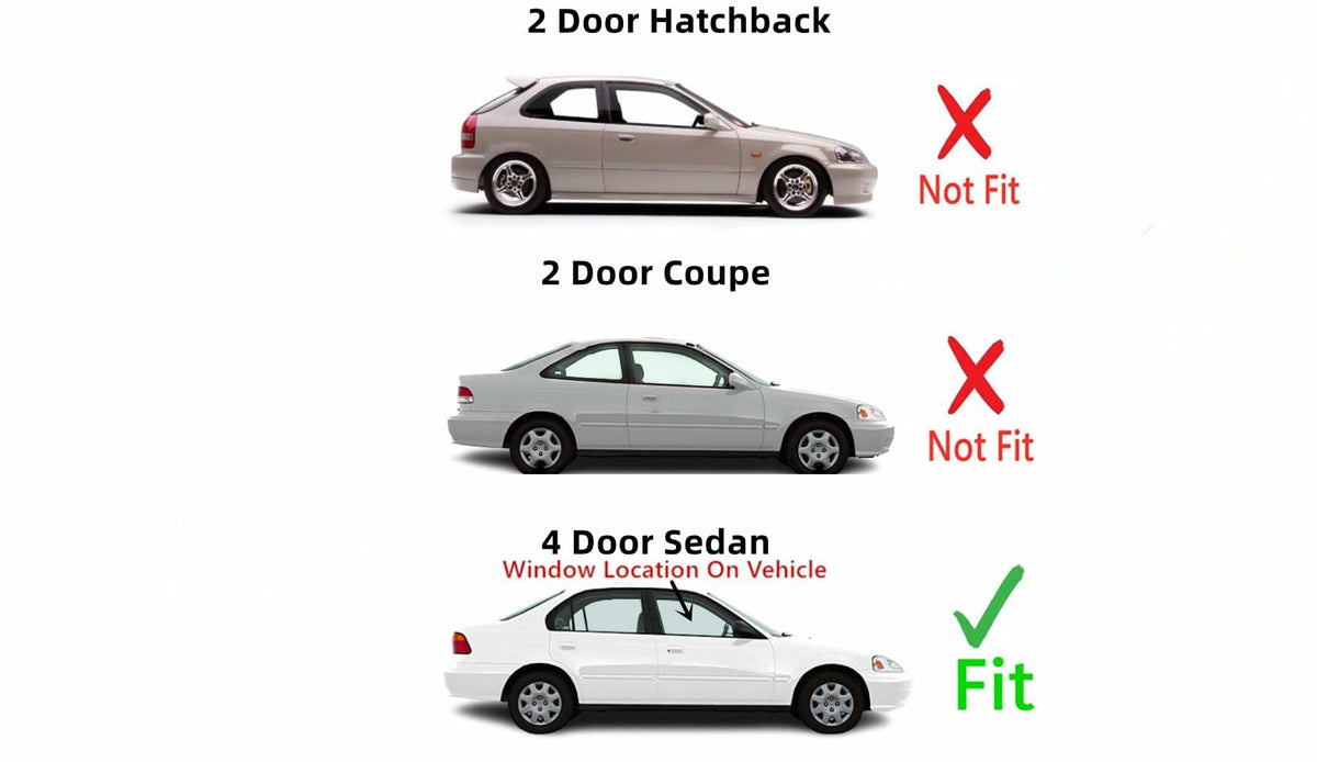 Passenger Right Side Front Door Window Door Glass Compatible with Honda Civic 4 Door Sedan 1996-2000 Models