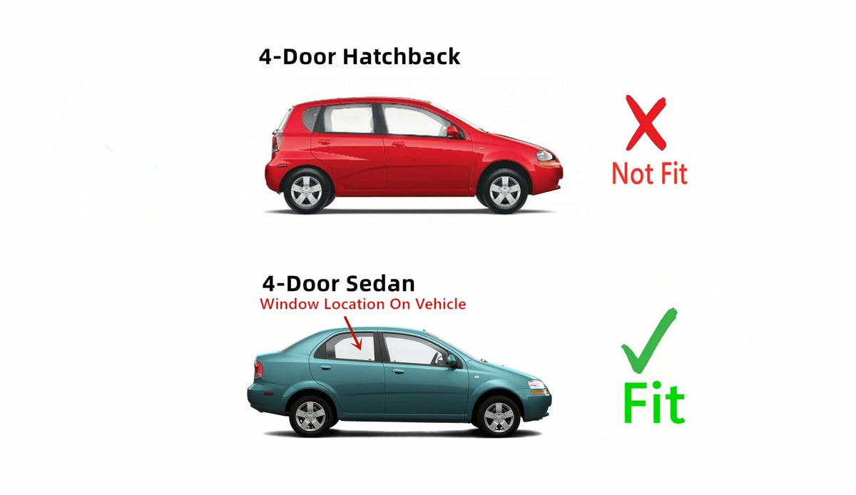 Passenger Right Side Rear Door Window Door Glass Compatible with Chevrolet Aveo 4 Door Sedan 2004-2006 Models